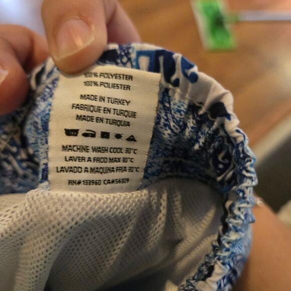 Bertigo swim trunks mens size large blue white print drawstring beach beachy - Picture 9 of 9